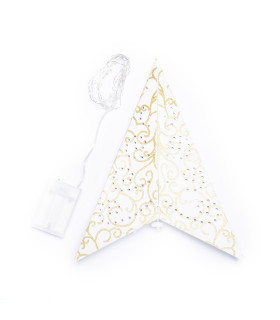 Estrella de Papel blanca y dorada con LED 60 cm Alparamis