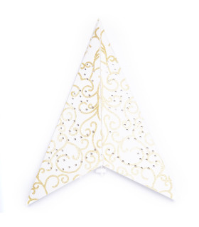 Estrella de Papel blanca y dorada con LED 60 cm Alparamis