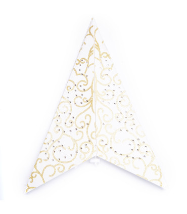 Estrella de Papel blanca y dorada con LED 60 cm Alparamis