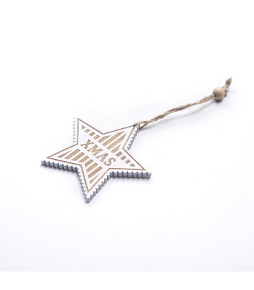 Adorno de Estrella Blanca de Madera 8 cm x 6 Alparamis