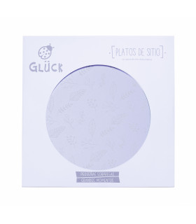 12 Paquetes De 10 Platos De Sitio Rayas Y Hojas Plateadas