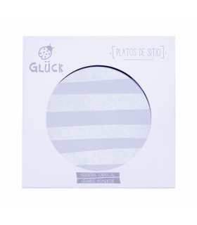 12 Paquetes De 10 Platos De Sitio Rayas Y Hojas Plateadas