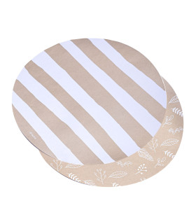 12 Paquetes De 10 Platos De Sitio Rayas Y Hojas Doradas