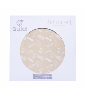 12 Paquetes De 10 Platos De Sitio Rayas Y Hojas Doradas