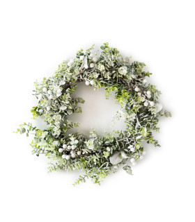 Corona Navideña Nevada con Frutos Blancos 52 cm Alparamis