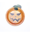 Platos de Cartón Calabaza de Halloween x 8
