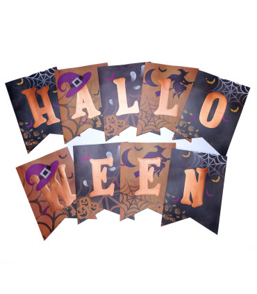 Guirnalda de Banderines XL Naranjas y Negros Halloween