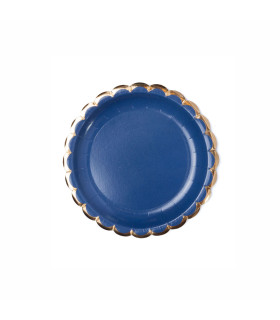 Plato de Cartón con Stamping Onda Azul x 8