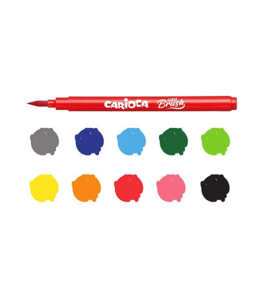 Marcadores con Punta Pincel Super Brush Carioca x 10