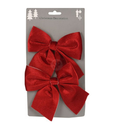 Set de 2 Moños de Terciopelo Rojo 13 cm Alparamis