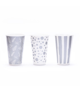 12 Paquetes De 8 Vasos Plateados