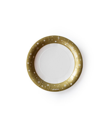 12 Paquetes De 6 Platos Navidad Dorados