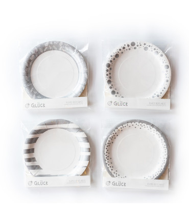 12 Paquetes De 6 Platos Navidad Plateados