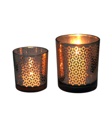 Fanal de Vidrio Rombos Rosa 9 x 10 cm