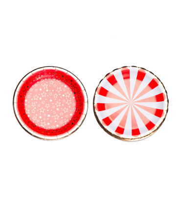 12 Paquetes de 8 Platos de Navidad Rojos