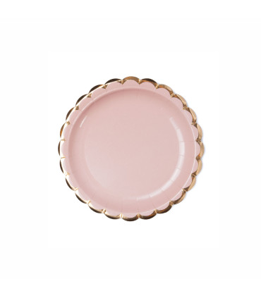 Plato de Cartón con Stamping Onda Rosa x 8