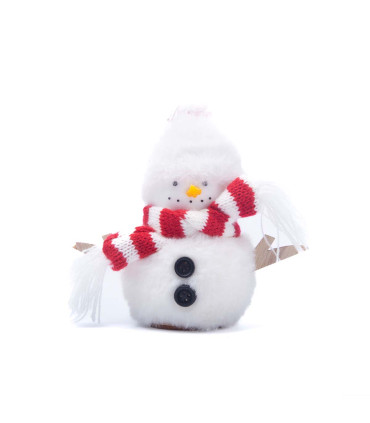 Adorno Navideño de Tela y Madera Rojo y Blanco 19 cm Alparamis