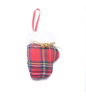 Adorno Navideño de Tela y Madera Rojo y Blanco 19 cm Alparamis