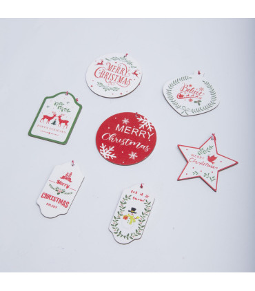 Adorno de Madera para el Árbol Tarjetas Navideñas 8 cm Alparamis