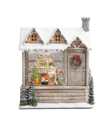 Adorno de Cabaña de Santa con LED 23 cm Alparamis