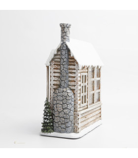Adorno de Cabaña de Santa con LED 23 cm Alparamis