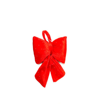 Moño Acolchado Rojo con Brillos 15 x 20 cm Alparamis