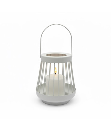 Farol Blanco 18 cm con Vela Pilar LED Alparamis