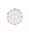 Plato de Cartón con Stamping Ruleta Blanco y Rosa x 8