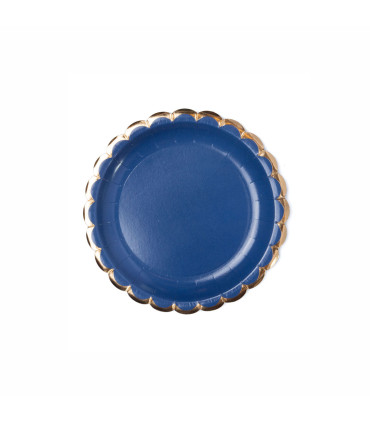 Plato de Cartón con Stamping Onda Azul x 8