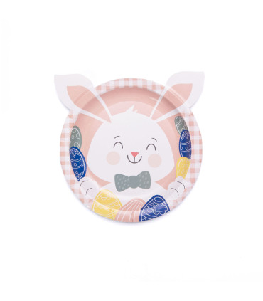 Plato de Cartón Animalitos Conejo Rosa x 6