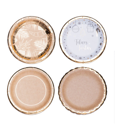 12 Paquetes de 8 Platos de Navidad Kraft