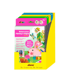 Kits Acuarelas y Origami 8 Pz en 4 Diseños con Exhibidor Avenir