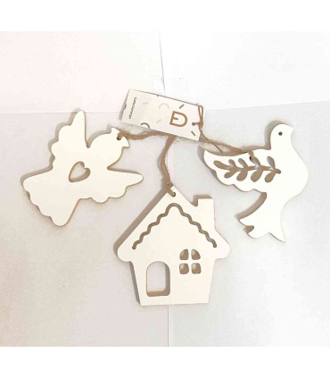 Adorno de Madera Paloma Casa y Ángel 10 cm