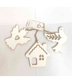 Adorno de Madera Paloma Casa y Ángel 10 cm