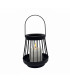 Farol Negro 18 cm con Vela Pilar LED Alparamis