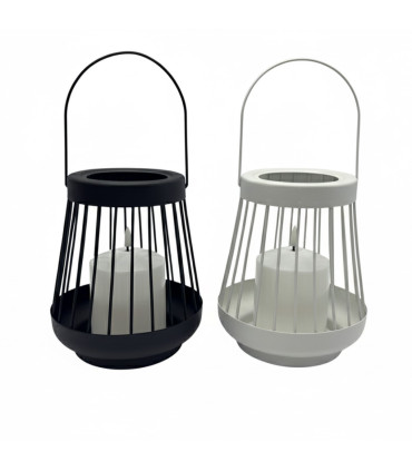 Farol Negro 18 cm con Vela Pilar LED Alparamis