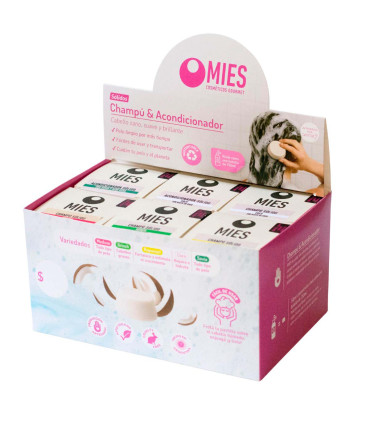 Caja Exhibidora con 18 Shampoo y Acondicionadores Sólidos Mies