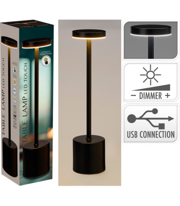 Lámpara de Mesa Recargable USB 34 cm Negra Alparamis