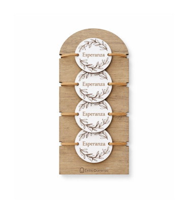 Portaservilletas de Madera con Grabado Esperanza x 4