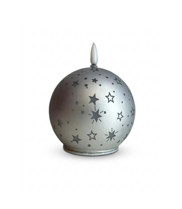 Vela LED Esfera de Vidrio Navideña 10 cm Plateada Alparamis