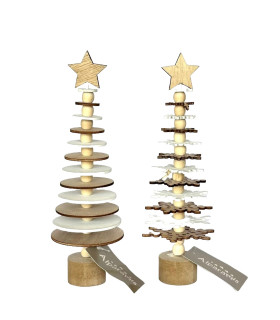 Adorno de Pino Navideño de Madera 37 cm Alparamis