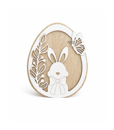 Adorno de Madera de Huevo con Conejo de Pascua Calado