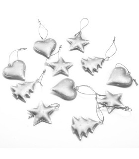 Adorno de Navidad de Metal Plateado con Lunares 5 cm x 12 Alparamis