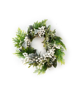 Corona Navideña con Frutos Blancos 51 cm Alparamis