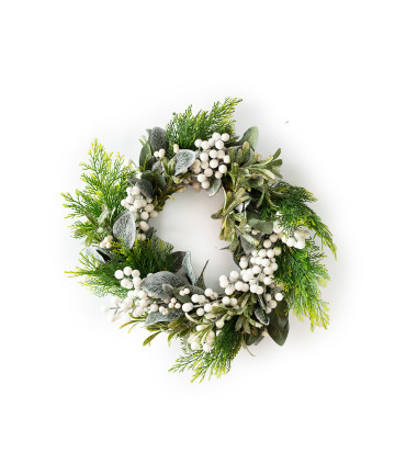 Corona Navideña con Frutos Blancos 51 cm Alparamis