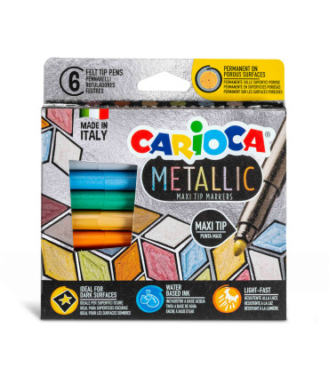 Marcadores Punta Maxi de Colores Metálicos Carioca x 6