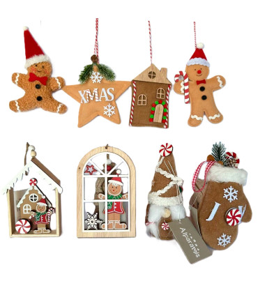 Adorno Navideño de Tela y Madera Marrón 16 cm Alparamis