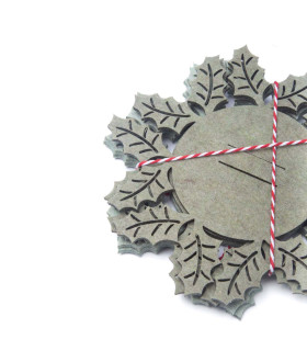 Posavasos Muérdago de Tela Fieltro 15 cm Alparamis x 4
