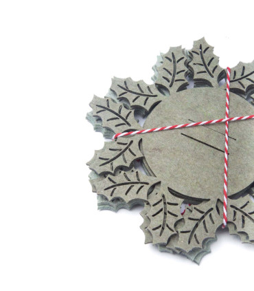 Posavasos Muérdago de Tela Fieltro 15 cm Alparamis x 4