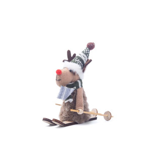 Adorno de Reno con Esquís 14 cm Alparamis